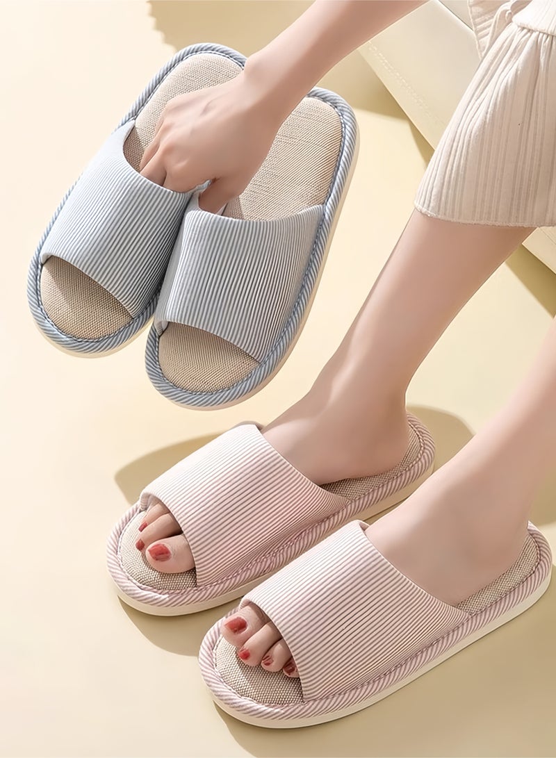Baytak Home Slippers for Women, Linen Open Toe House Slippers Anti Slip for Indoor Outdoor Bedroom - Image 5